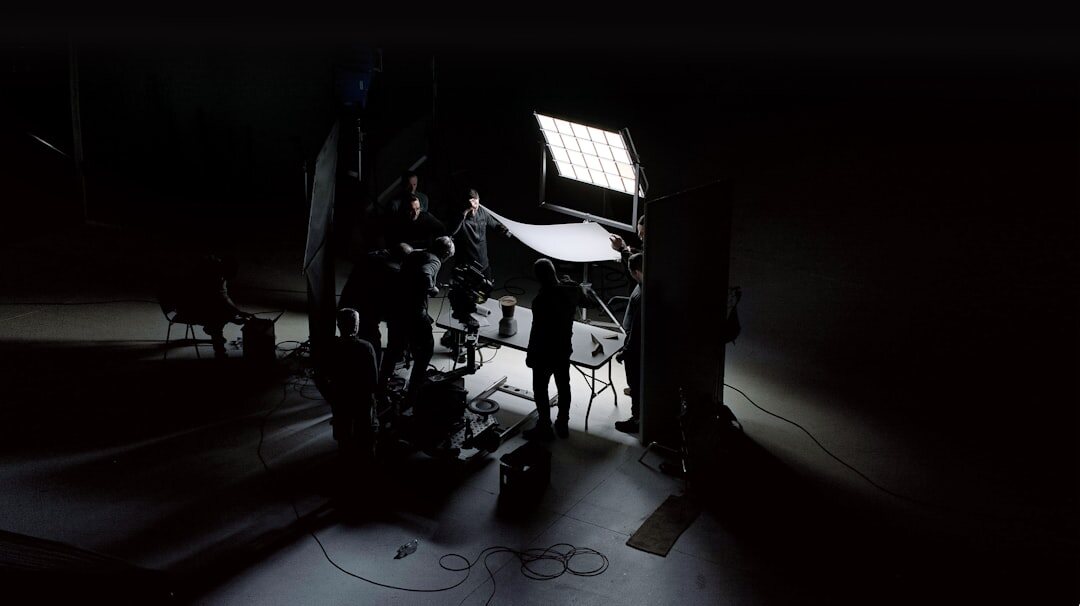 Close-up of studio spotlight during live show preparation